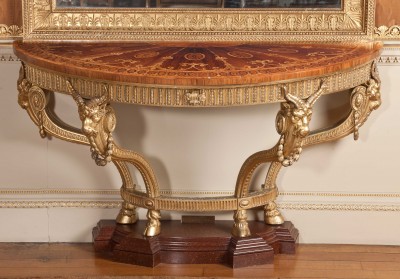 These tables are now on display in the Cinnamon Drawing Room with the original pier glasses (mirrors)