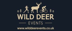 Wild Deer Events Logo. Image showing runner, deer, and cyclist.
