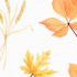 a variety of autumn leaves painted on white watercolour paper in orange and brown
